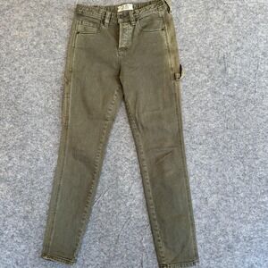 We The Free Jeans Womens 26‎ Olive Green High Rise Carpenter Skinny Button Fly